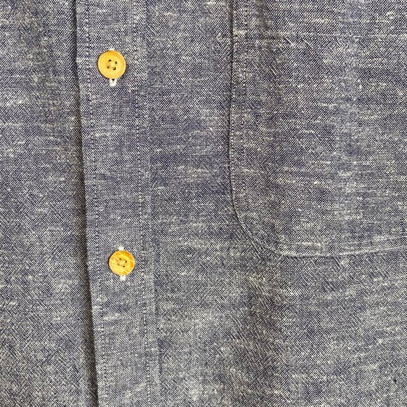 Men's XL EVEN TIDE Heather Blue Short Sleeve Button Down - Picture 4 of 5